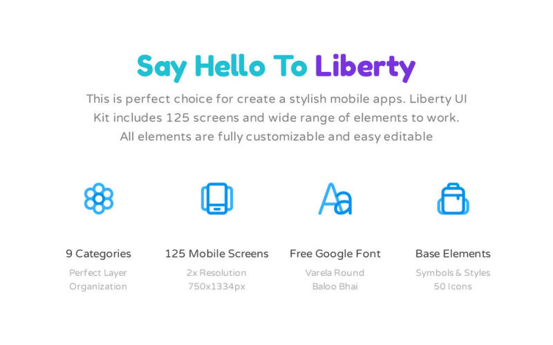 在Sketch＆Photoshop，Liberty Mobile UI工具包中创建时尚的移动应用程序的完美选择