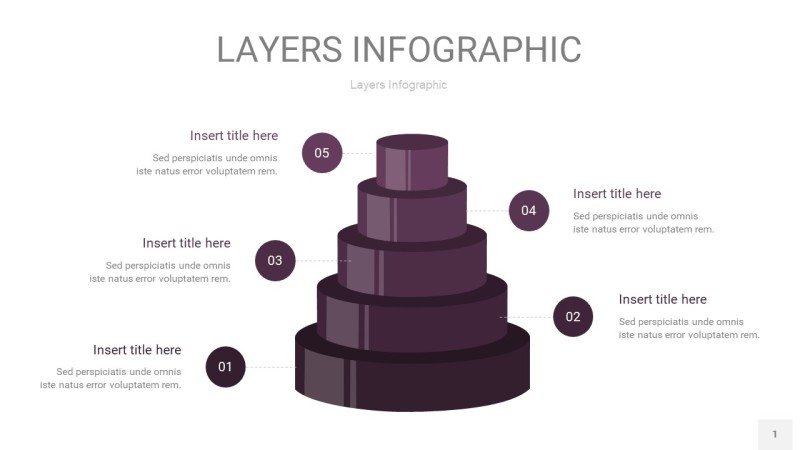 深紫色3D分层PPT信息图1