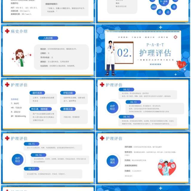 蓝色卡通风护理个案分享PPT模板