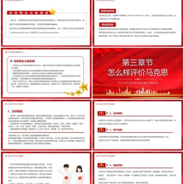 红色卡通风马克思诞辰纪念日PPT模板 红色卡通风马克思诞辰纪念日PPT模板