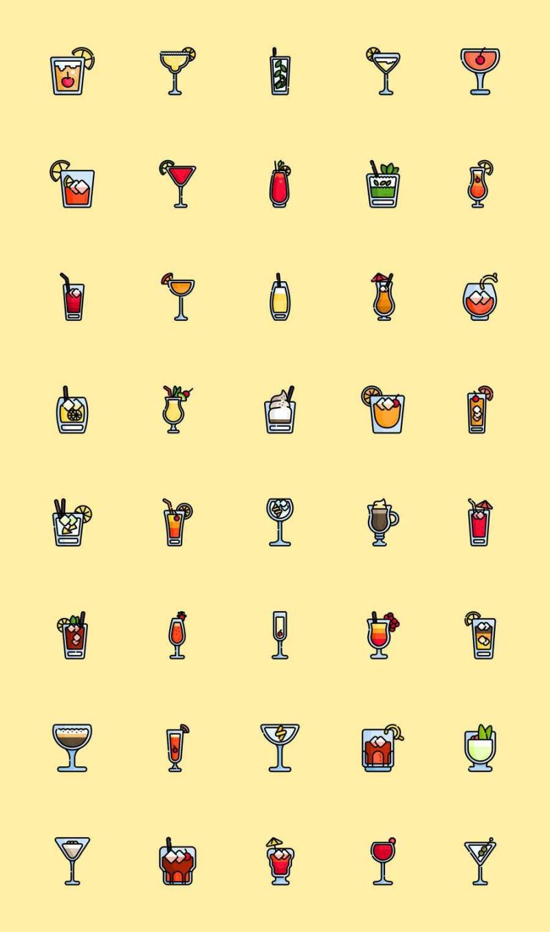 40 枚鸡尾酒图标