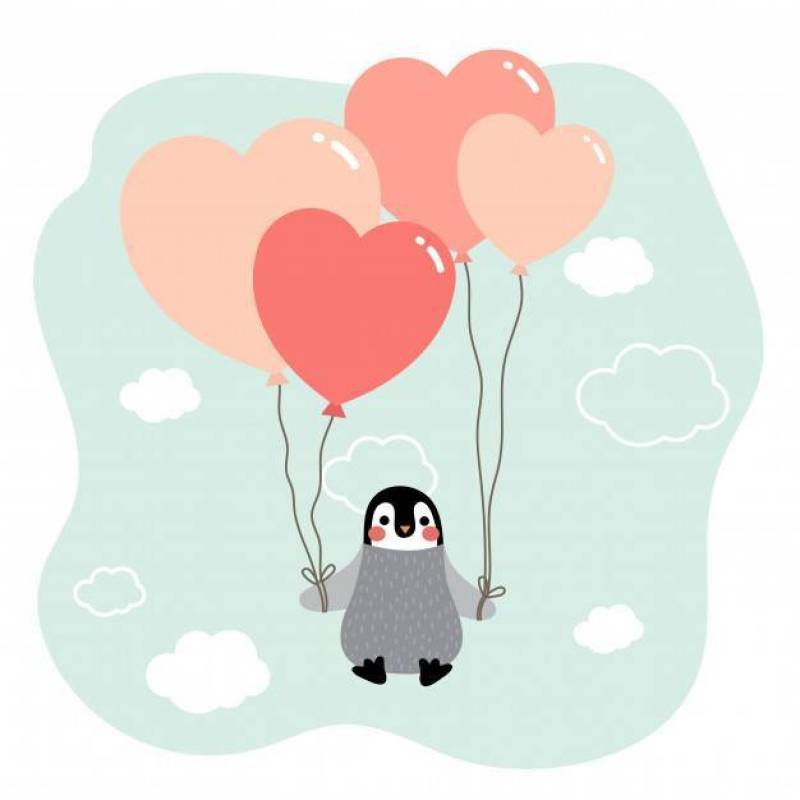 企鹅与气球卡通人物