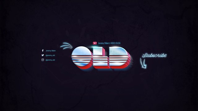 80年代复古youtube频道艺术字体效果设计PSD素材 80年代复古youtube频道艺术字体效果设计PSD素材