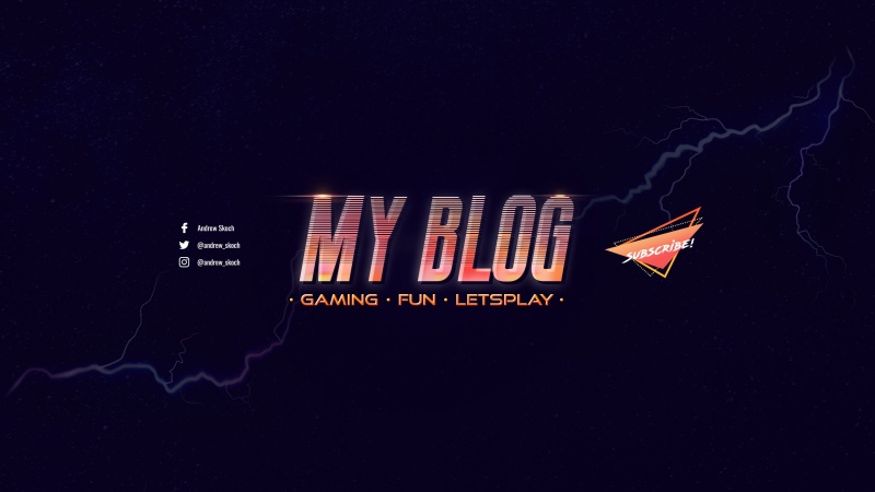 80年代复古youtube频道艺术字体效果设计PSD素材