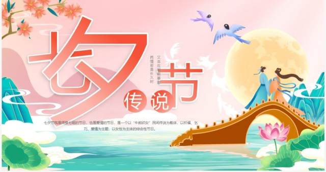 粉色中国风七夕节传说故事PPT模板 粉色中国风七夕节传说故事PPT模板