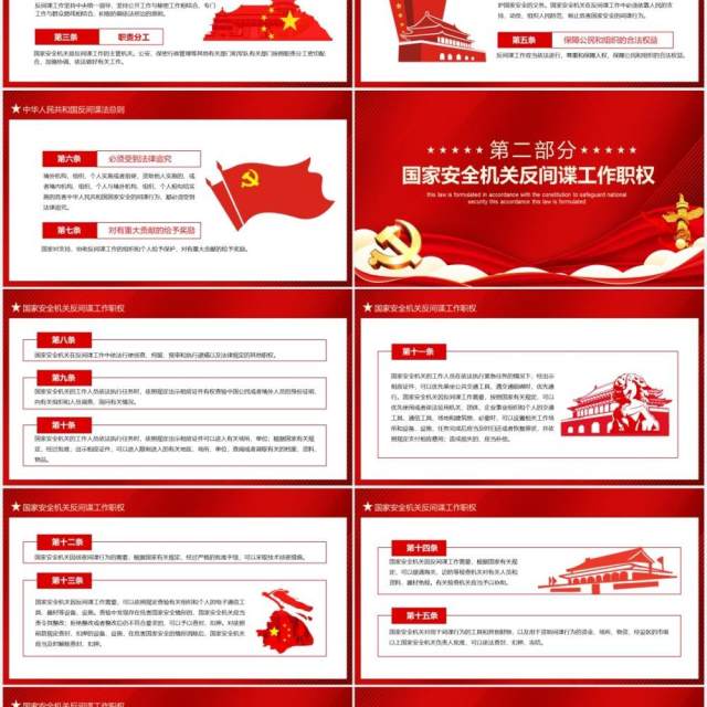 红色党政风中华人民共和国反间谍法党建党课PPT模板 红色党政风中华人民共和国反间谍法党建党课PPT模板