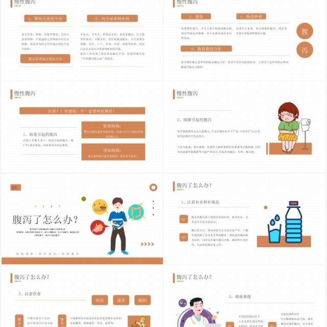 黄色卡通风夏季腹泻知识介绍PPT模板 黄色卡通风夏季腹泻知识介绍PPT模板