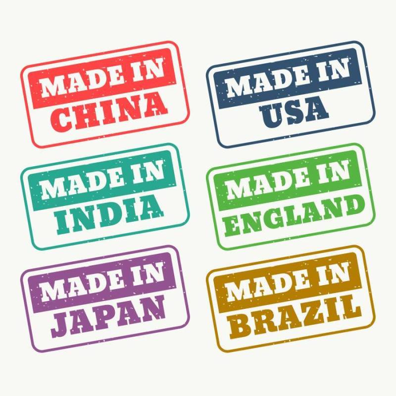 一套在中国，美国，印度，日本，英国制造的橡皮图章