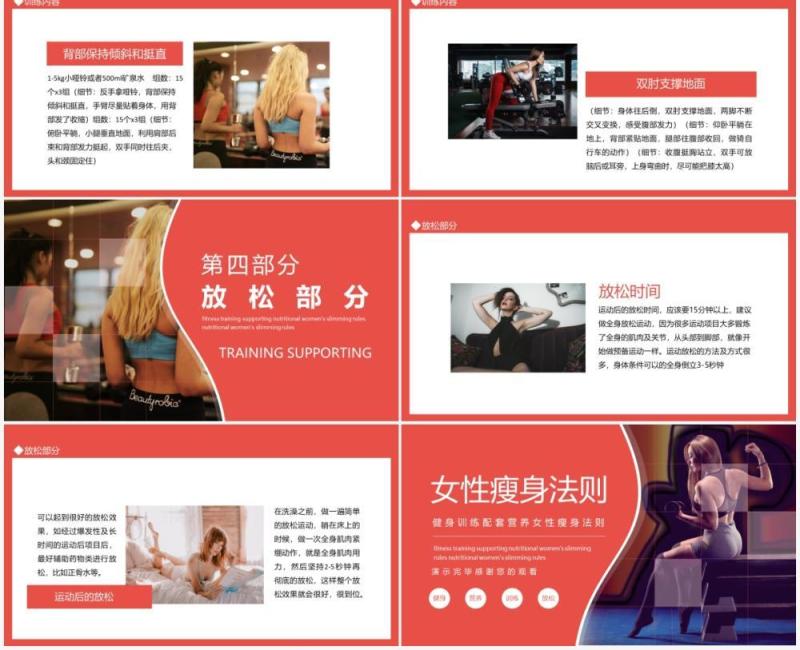 健身训练配套营养女性瘦身法则动态PPT模板