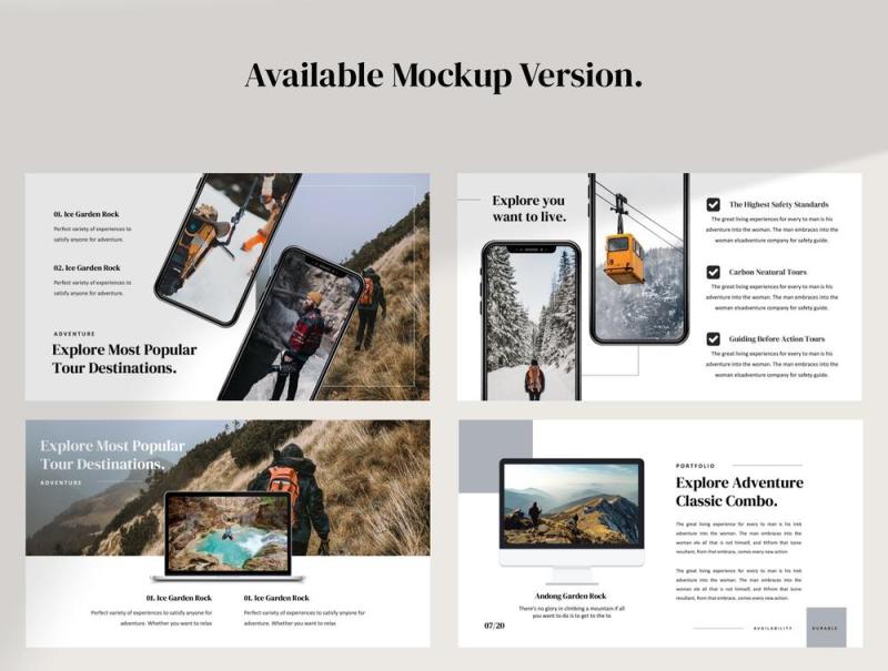 户外探险和旅游展示布局，也利用品牌指导你的产品，EIGER  - 室外演示模板
