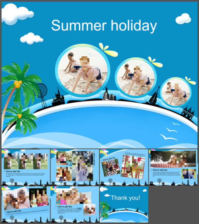 暑假旅游相册幻灯片模板