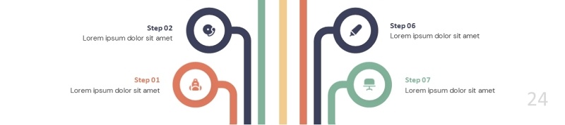 简约七项关系流程信息图ppt素材