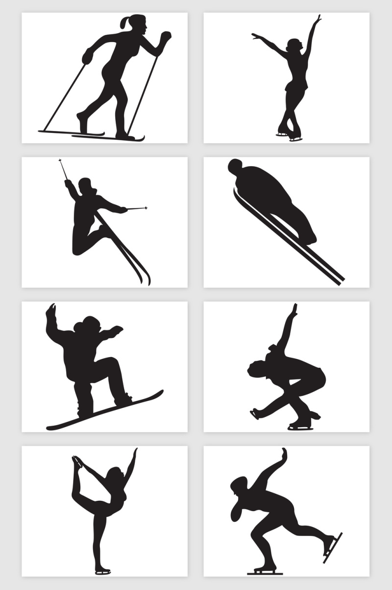冬奥会体育雪上运动剪影矢量素材