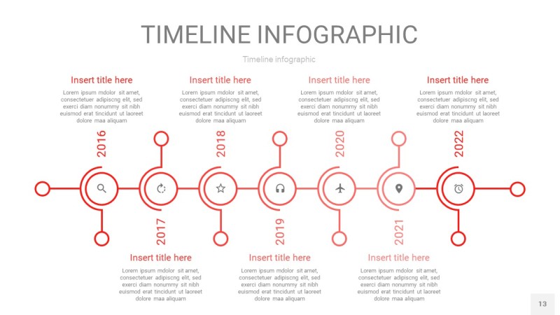 红色时间轴PPT信息图13