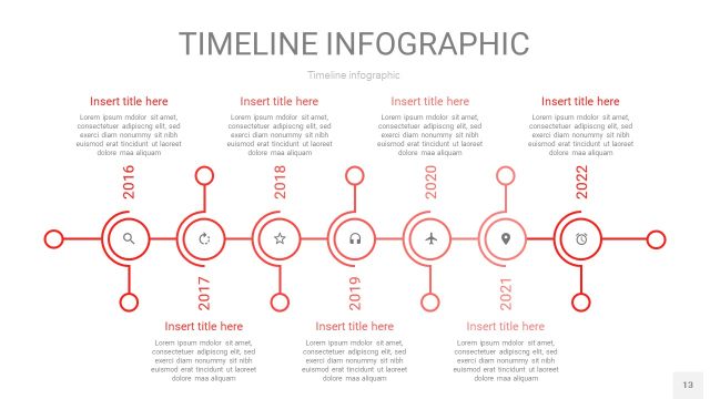 红色时间轴PPT信息图13