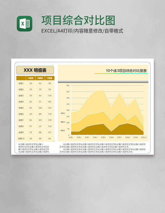 项目综合对比图表Excel模板