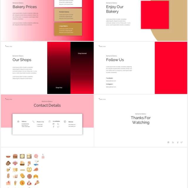 简约烘焙宣传介绍图片版式设计PPT模板Bakery Powerpoint Template