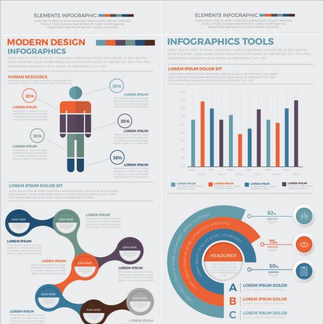 信息图表元素矢量素材Big Elements Infographics