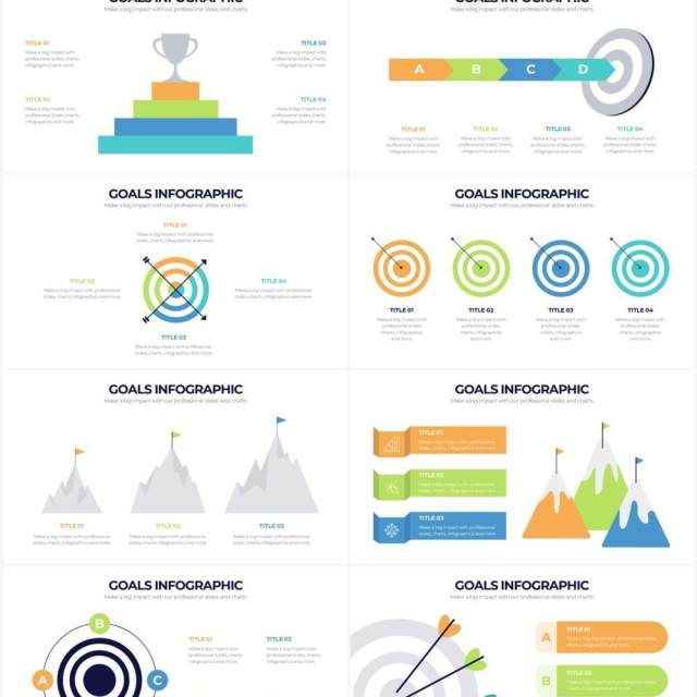 简约战略目标业绩目标PPT信息图素材Goals Powerpoint Infographics