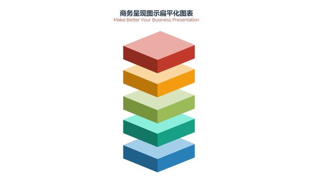 PPT信息图表商务情景五项立体方形