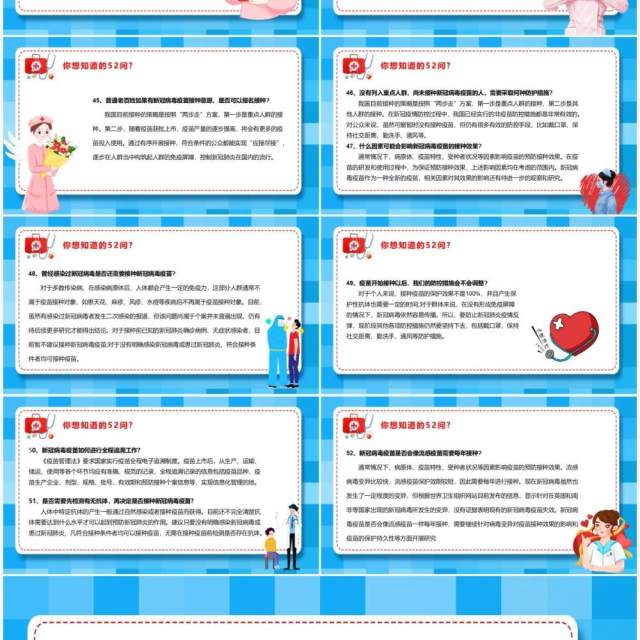 蓝色卡通风关于新冠疫苗的五十二个问PPT模板 蓝色卡通风关于新冠疫苗的五十二个问PPT模板