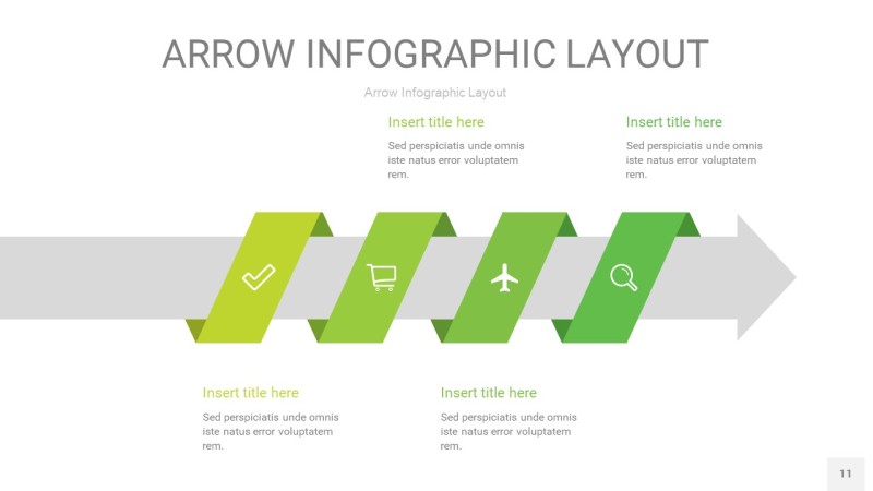 浅绿色箭头PPT信息图表11