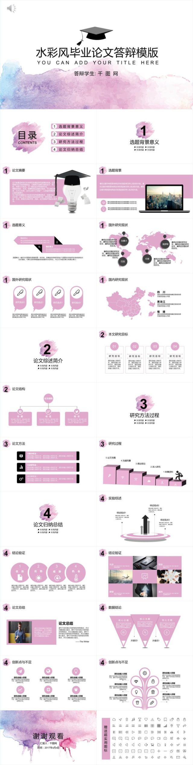 水彩风毕业论文答辩