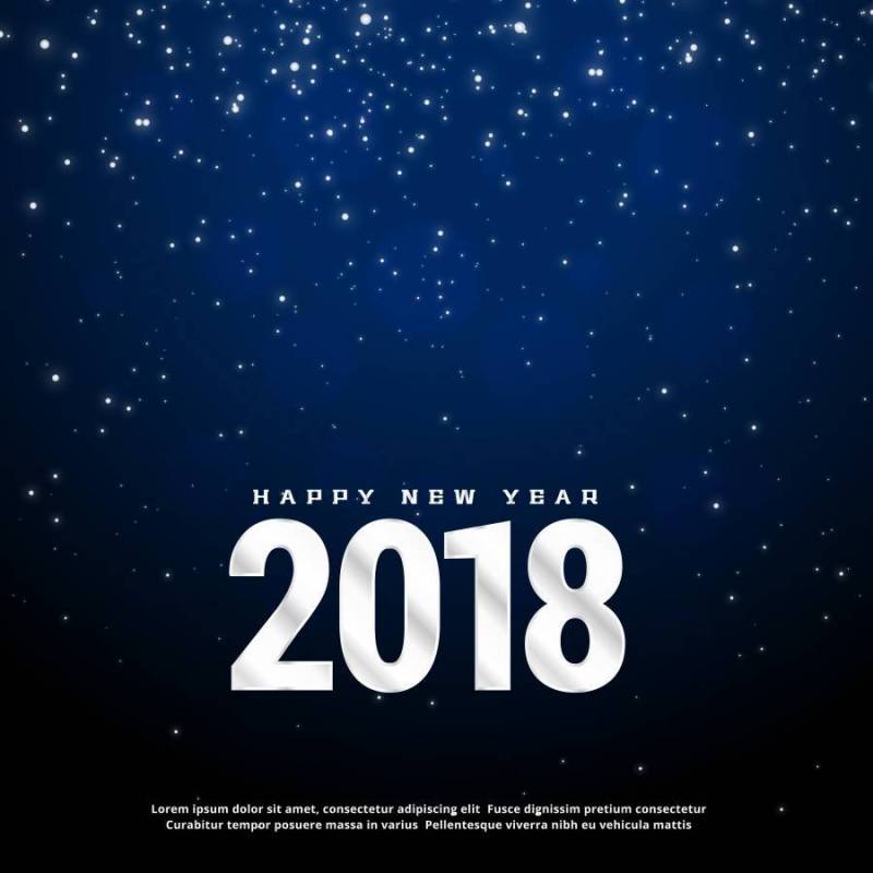 2018年新年快乐蓝色背景设计