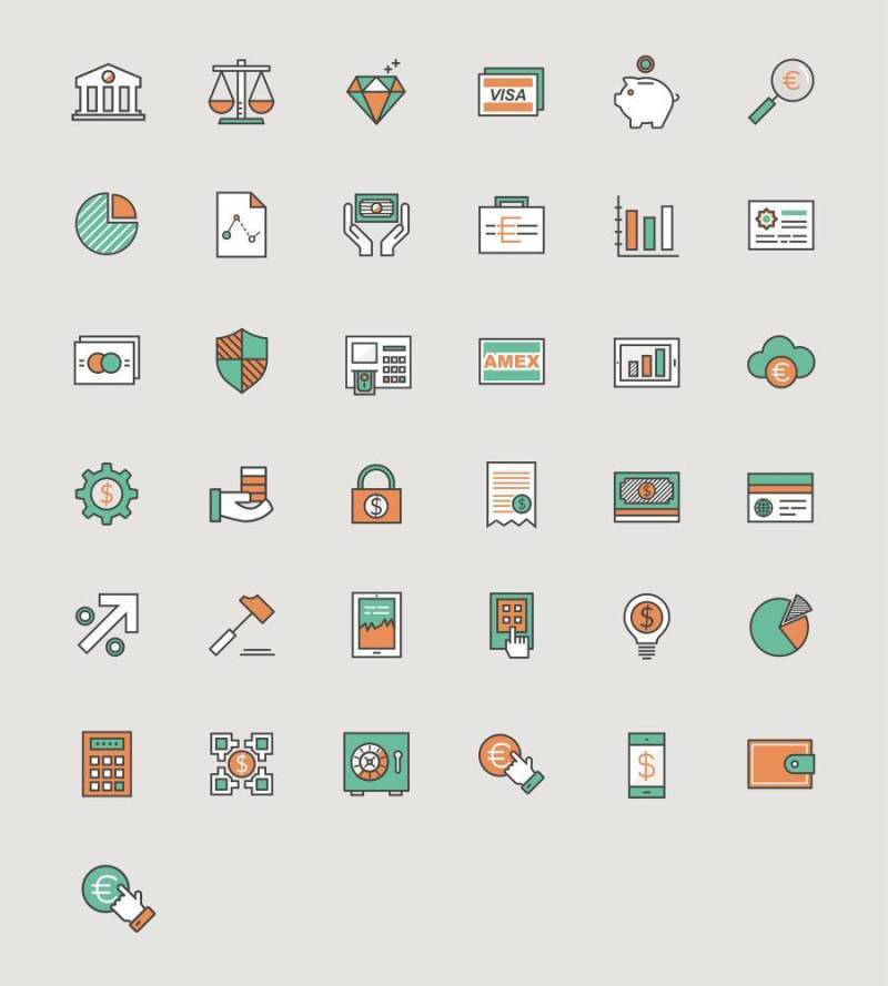 扁平银行元素图标