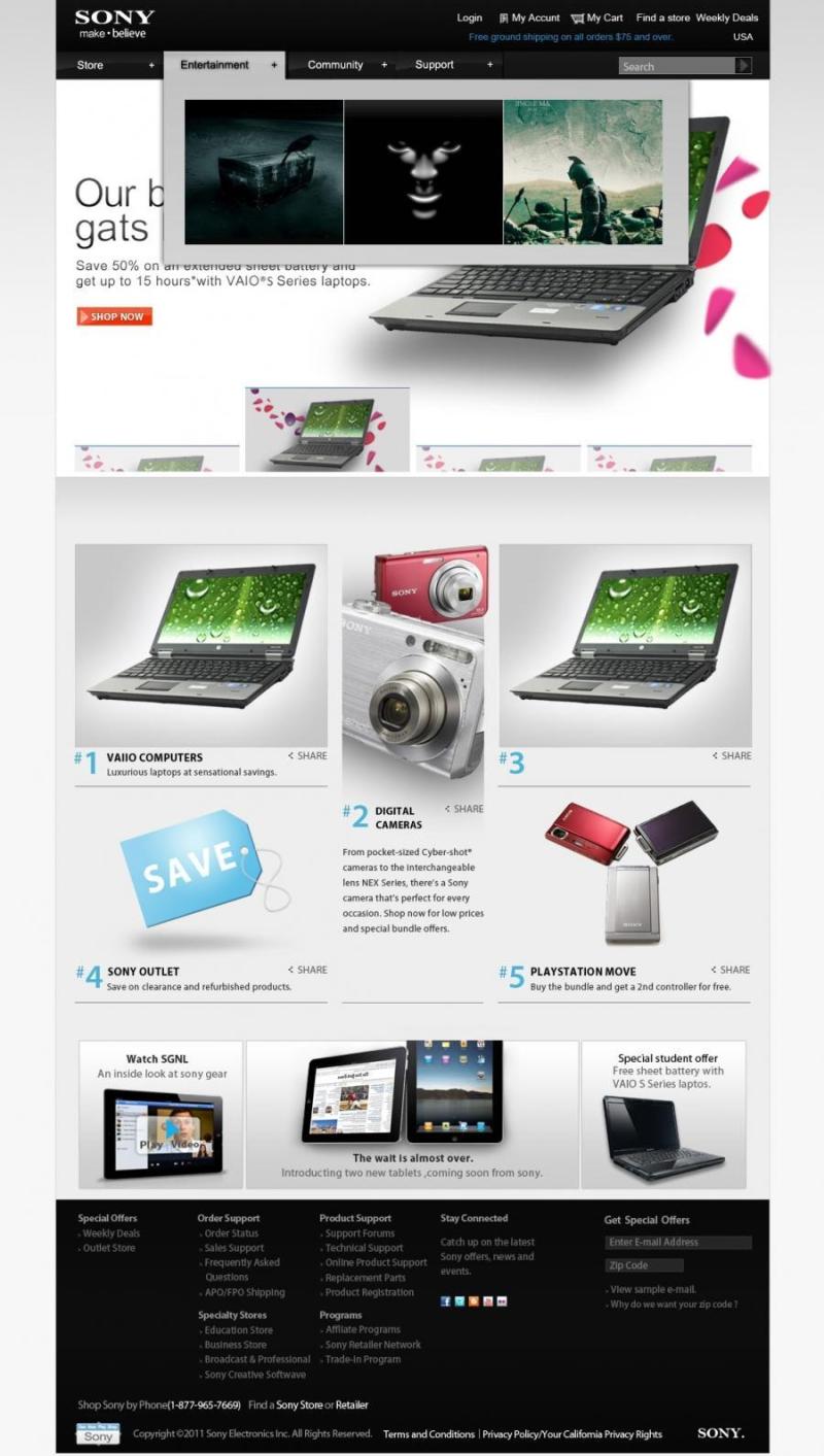 仿SONY索尼网站网页模板psd分层素材