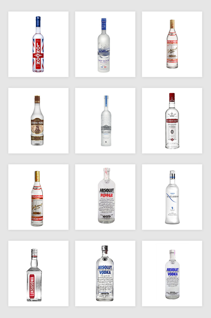 高清免抠伏特加酒瓶素材