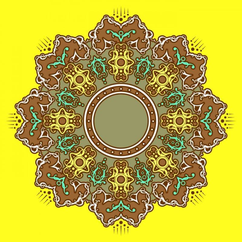 坛城装饰装饰品黄色背景传染媒介