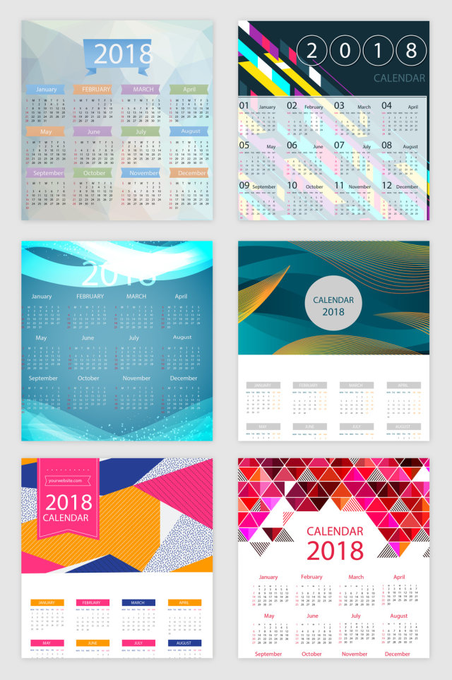 2018年新年日历矢量素材 2018年新年日历矢量素材