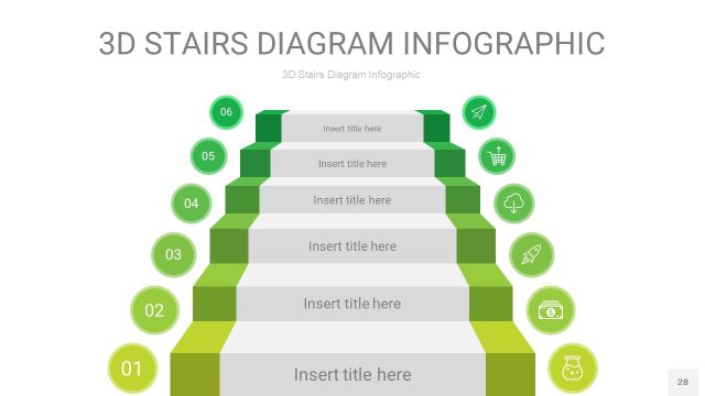 渐变绿色3D阶梯PPT图表28