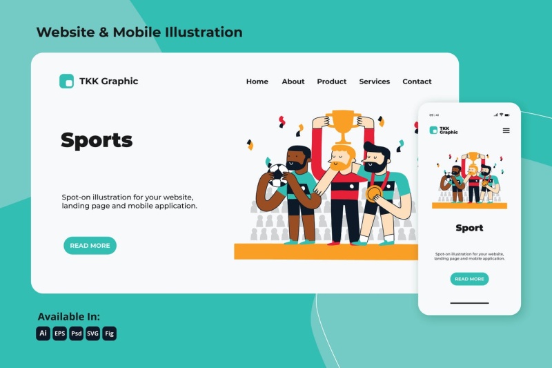 足球冠军庆典网站和手机界面插画矢量素材Football champion celebration web and mobile