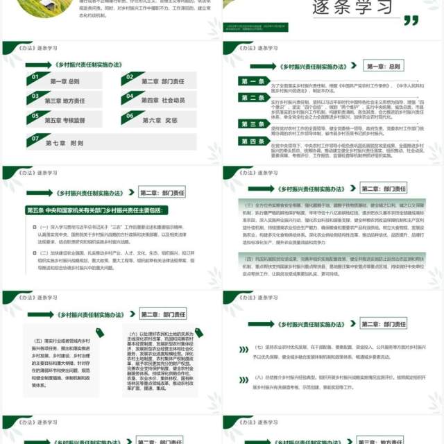 绿色简约风乡村振兴责任制实施办法PPT模板 绿色简约风乡村振兴责任制实施办法PPT模板