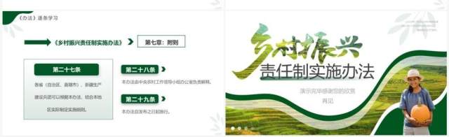绿色简约风乡村振兴责任制实施办法PPT模板 绿色简约风乡村振兴责任制实施办法PPT模板