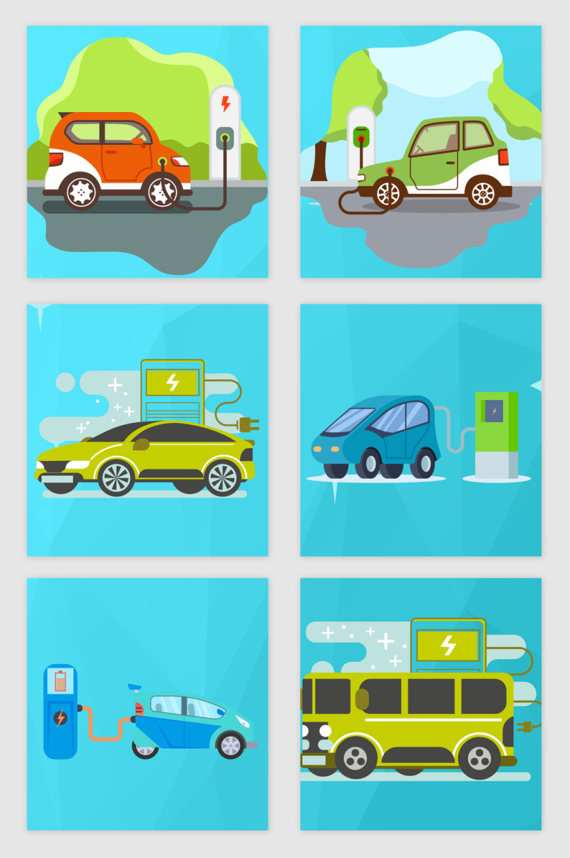 绿色新能源汽车矢量素材