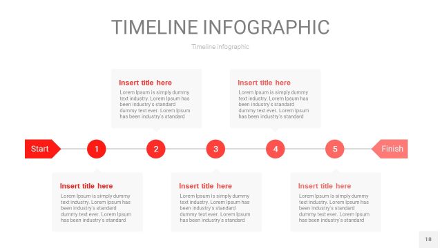 红色时间轴PPT信息图18