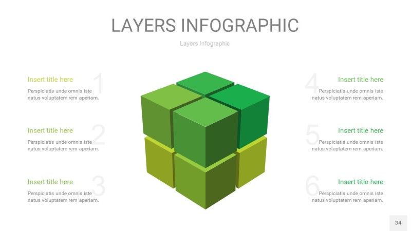 嫩绿色3D分层PPT信息图34