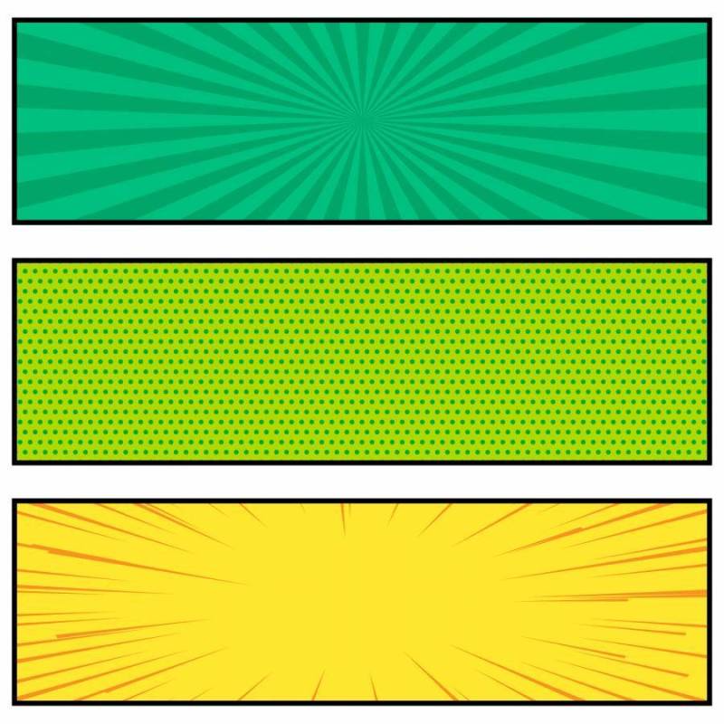 三明亮的漫画书样式横幅设计