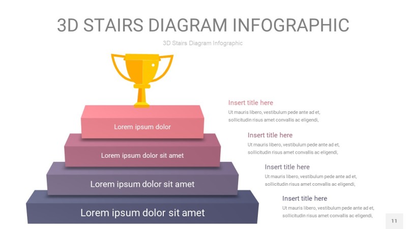 紫黄色3D阶梯PPT图表11