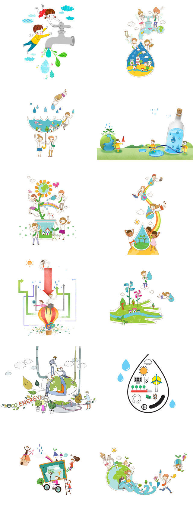 卡通人物png图片节约用水广告元素 卡通人物png图片节约用水广告元素