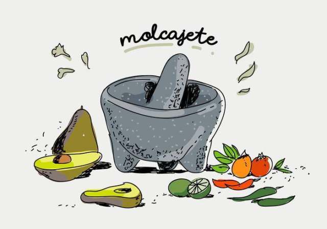 Molcajete墨西哥调味料手拉的传染媒介例证