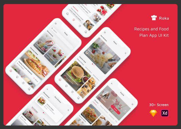 食谱和食物计划应用程序UI工具包Roka - Recipes and Food Plan App UI Kit