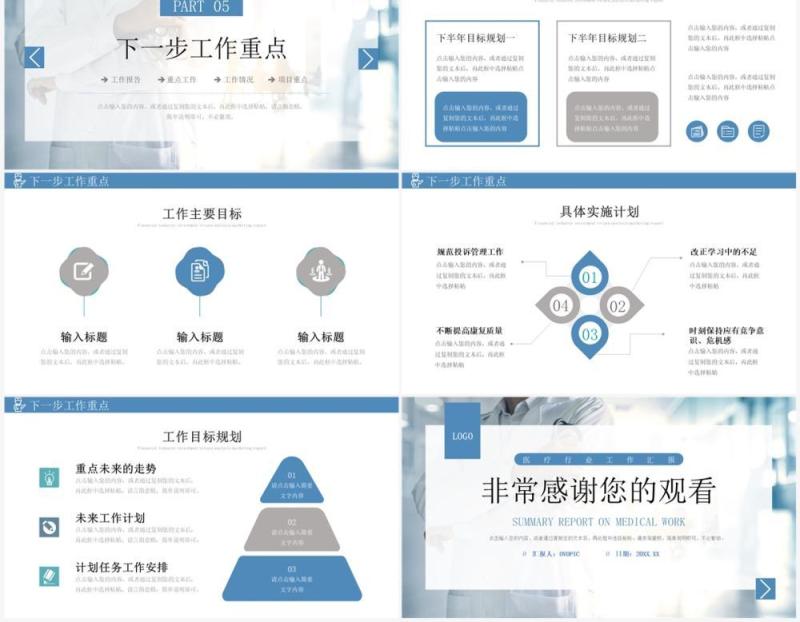蓝色简约风医疗工作总结汇报PPT模板