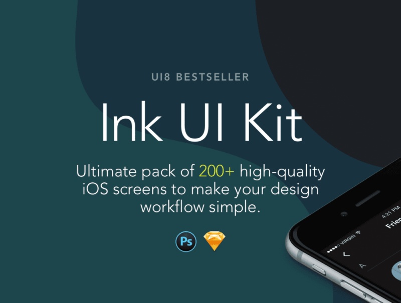 拥有200多个iOS 8屏幕的巨大iOS UI套件，Ink iOS