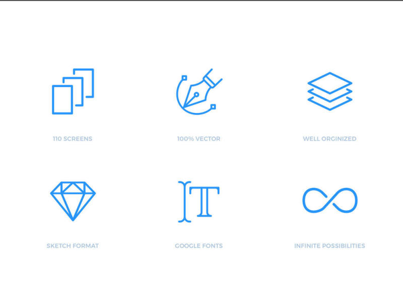 110屏幕移动应用程序用户界面工具包有70个分层的图标，圆形的UI工具包