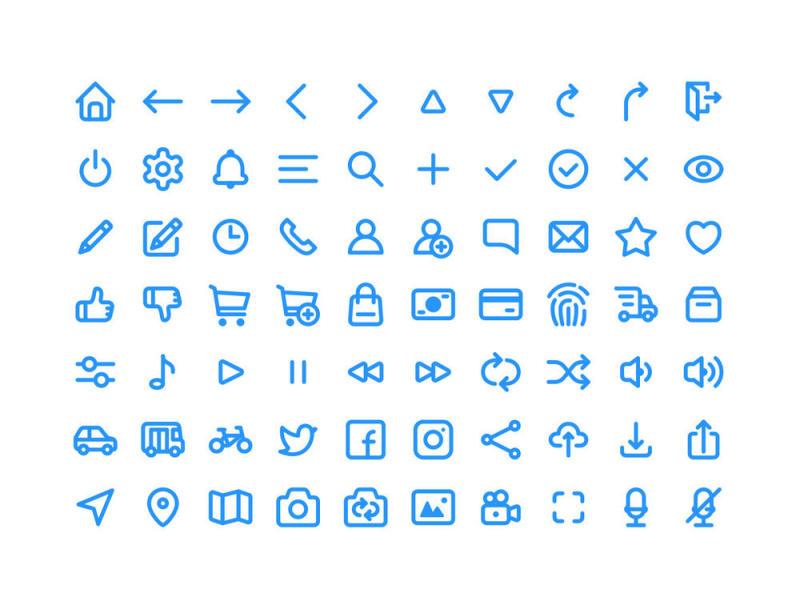 110屏幕移动应用程序用户界面工具包有70个分层的图标，圆形的UI工具包