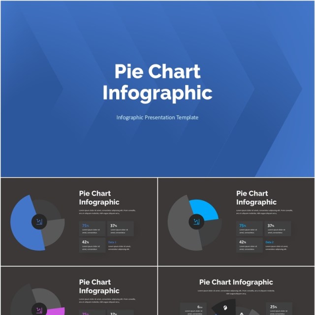 饼图圆形信息图表PPT模板Pie Chart Infographic Dark 饼图圆形信息图表PPT模板Pie Chart Infographic Dark